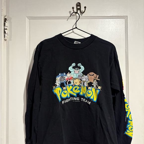 Pokemon Other - Pokemon Black Long Sleeve 'Fighting Team' Graphic Tee
